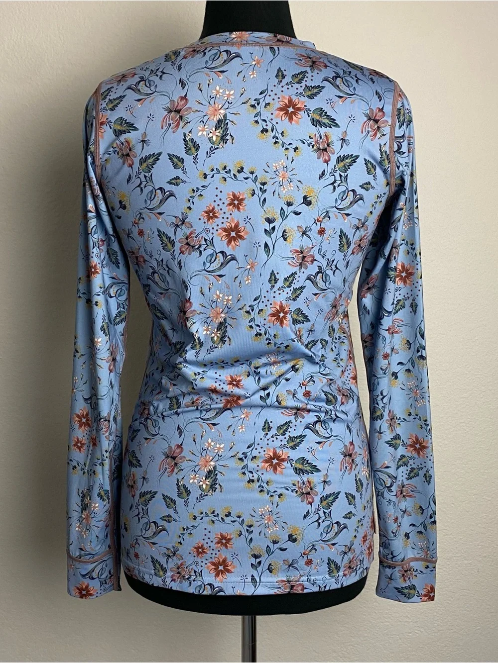 Kari Traa Fryd Baselayer Long Sleeve Shirt Blue Floral Medium - Picture 2 of 10